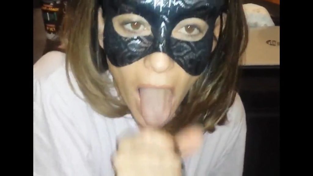 Masked blowjob and cum in mouth thumb1